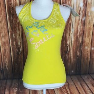 Green Apple Eco Athletic Yellow Graphic Sleeveless Yoga Tank Top NWT Small